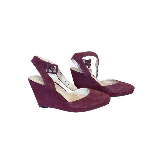 Nine West Womens Purple Suede Leather Upper Ankle Strap Wedge Heel Pump Size 8m - Picture 4 of 7